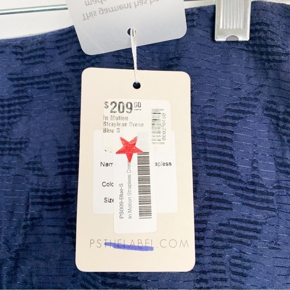 NWT PS The Label Navy Blue Scallop Hem Lace Strapless Dress Sz S - Picture 8 of 11